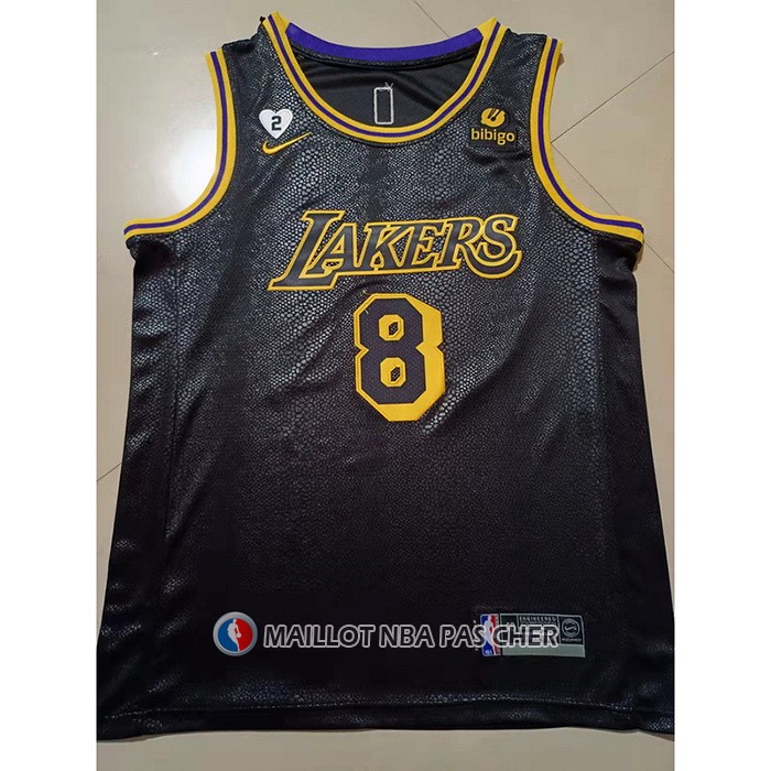 Maillot Los Angeles Lakers Kobe Bryant NO 8 24 Black Mamba Noir